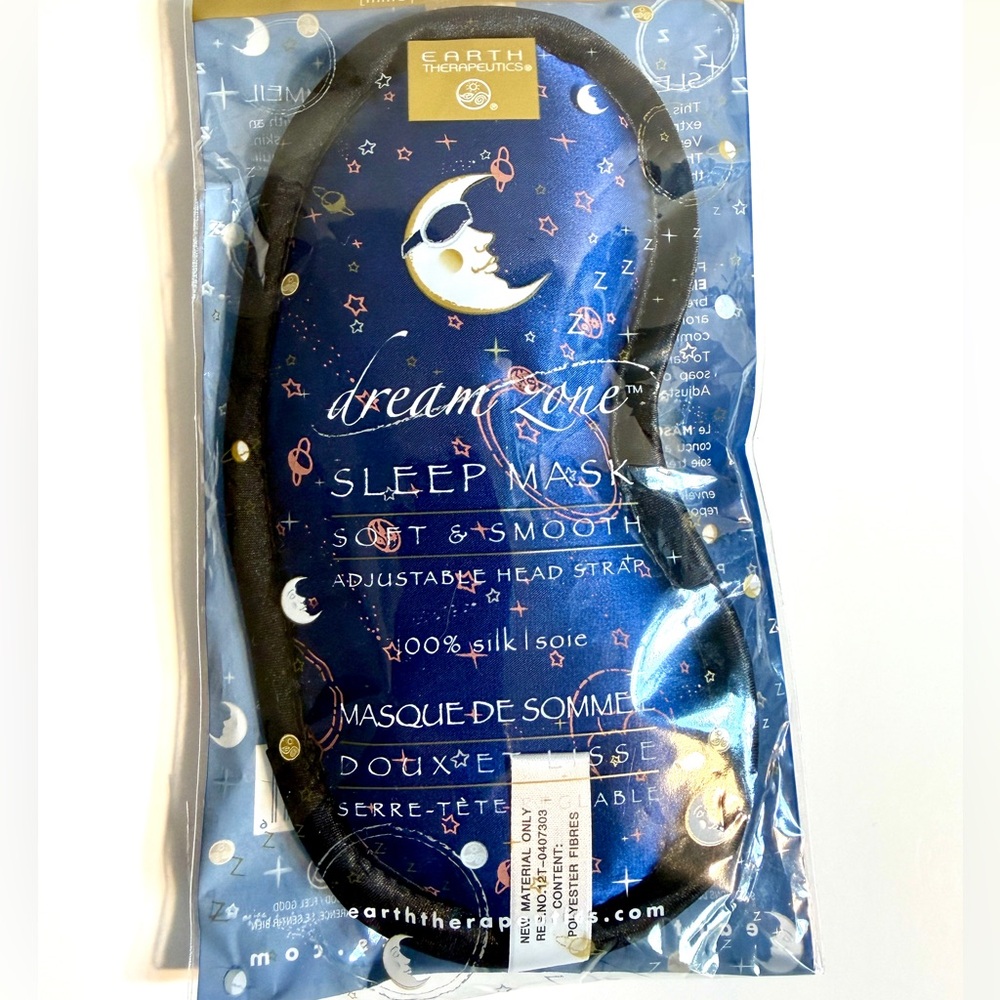 Earth Therapeutics Dream Zone Sleep Eye Mask, 100% Silk NEW